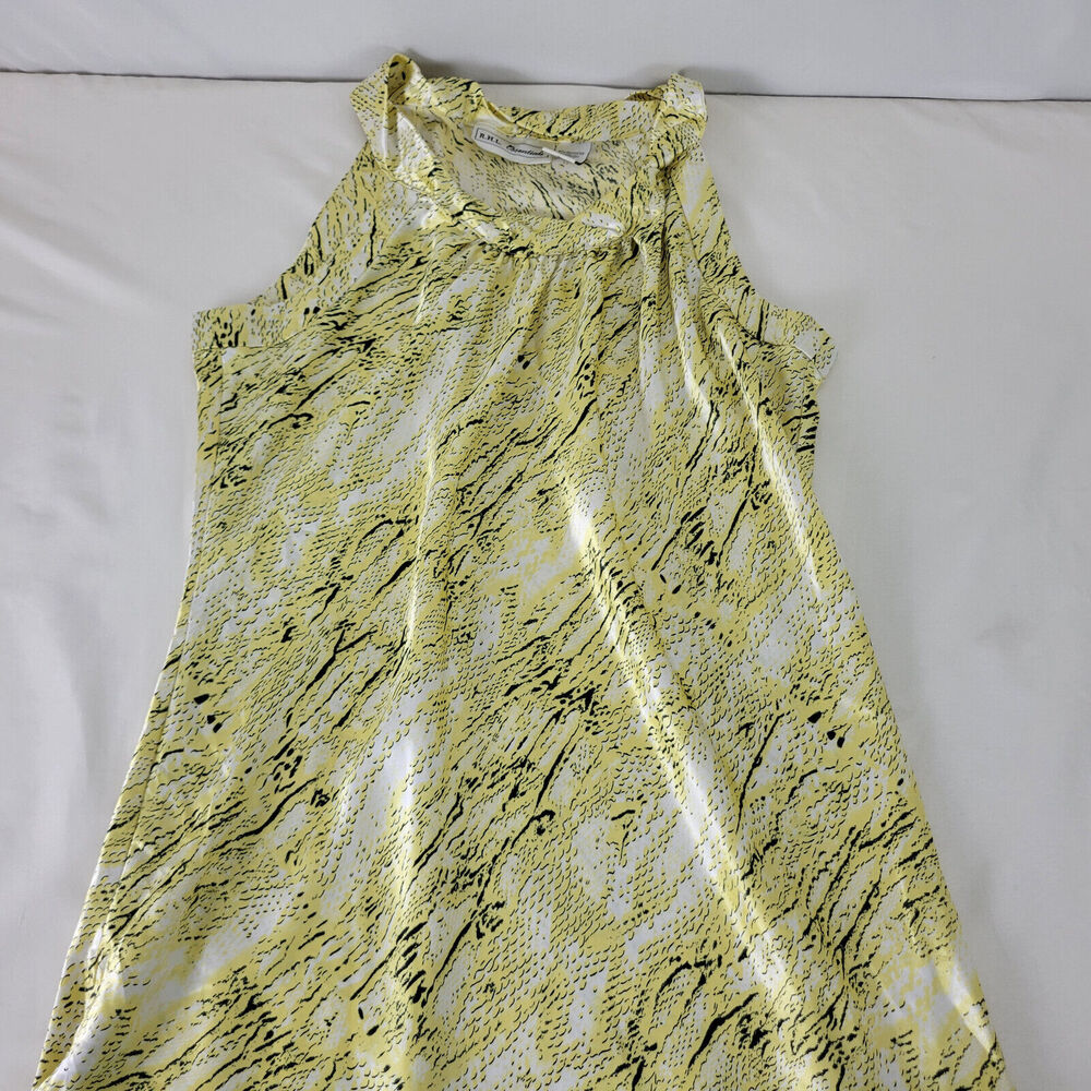 R.H.L Shirt Womens Size Medium Top Yellow White Sleeveless Scoop‎ Neck Blouse - Picture 3 of 9
